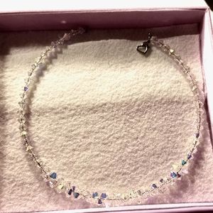 Swarovski Crystal Hand-made Sexy Choker. Heart Clasp Sterling Used.